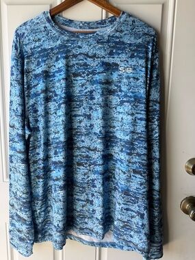 SB Performance Blue Patterned Long-Sleeve Shirt